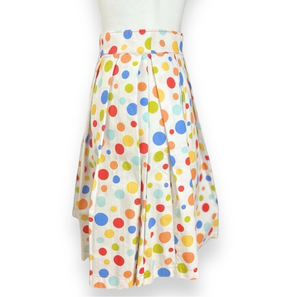 Beebop & Wally White Multi Colored Polka Dot A-Line Pleated Novelty Skirt SZE XS - Picture 3 of 9